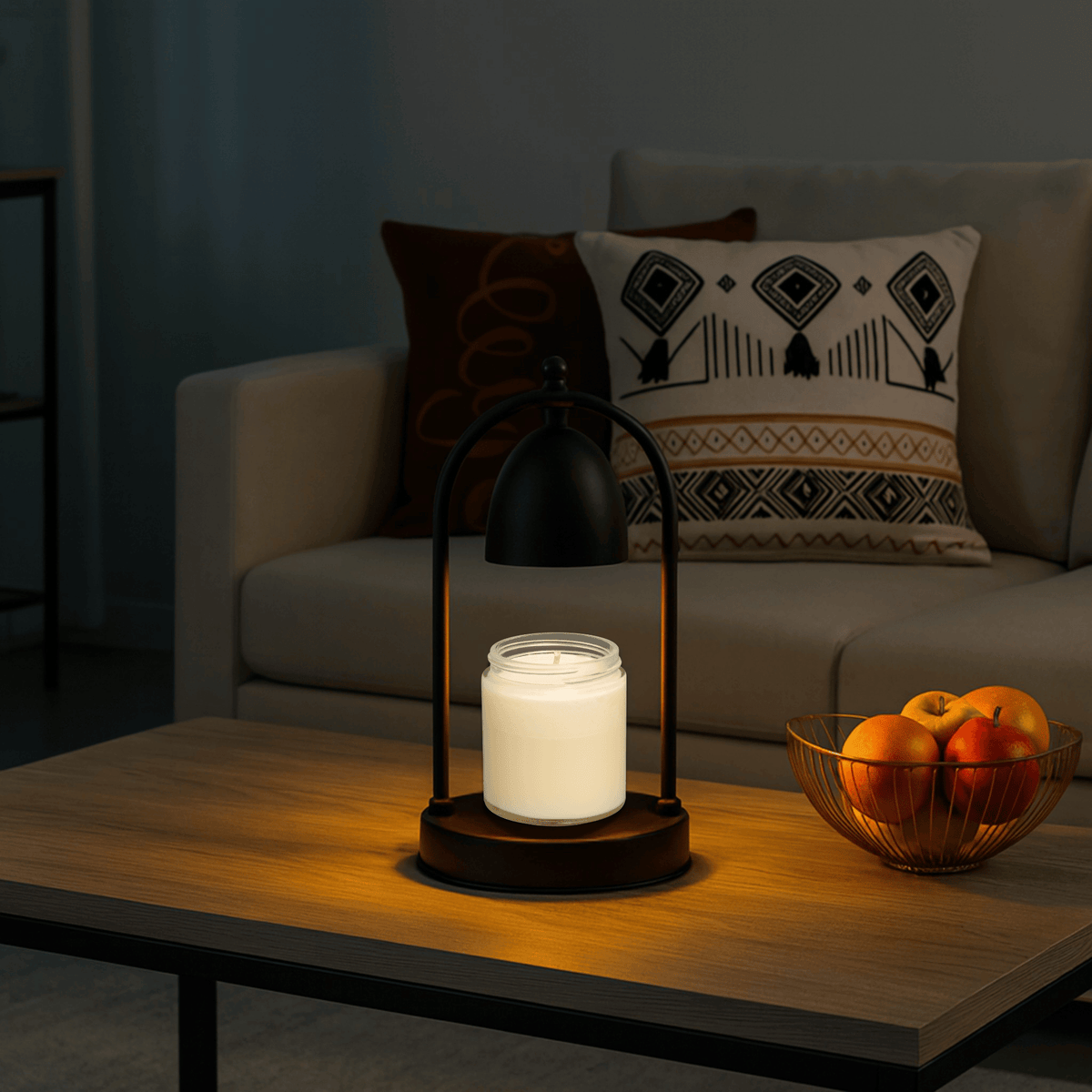 Kerzenwärmer-Lampe Glas Holz Dimmbar Timer Duftverteilung Flammenloses Stimmungslicht Aromatherapie-Tischlampe | Sansoti