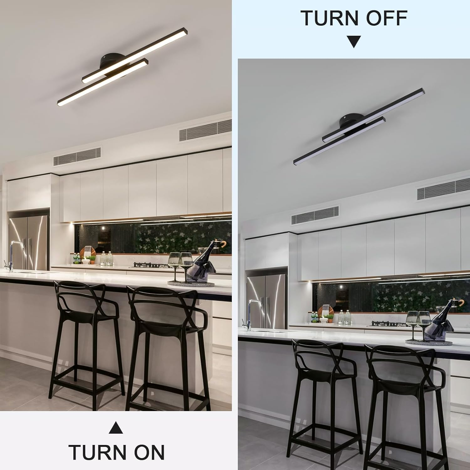 Longstrip plafondlamp LED aluminium zwart woonkamer hal slaapkamer lineaire plafondverlichting modern strak design | Sansoti
