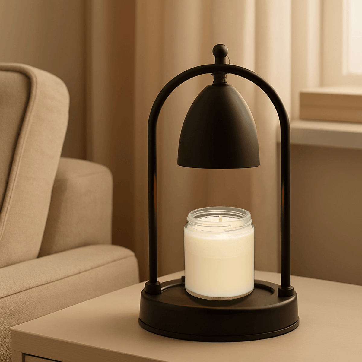 Kerzenwärmer-Lampe Glas Holz Dimmbar Timer Duftverteilung Flammenloses Stimmungslicht Aromatherapie-Tischlampe | Sansoti
