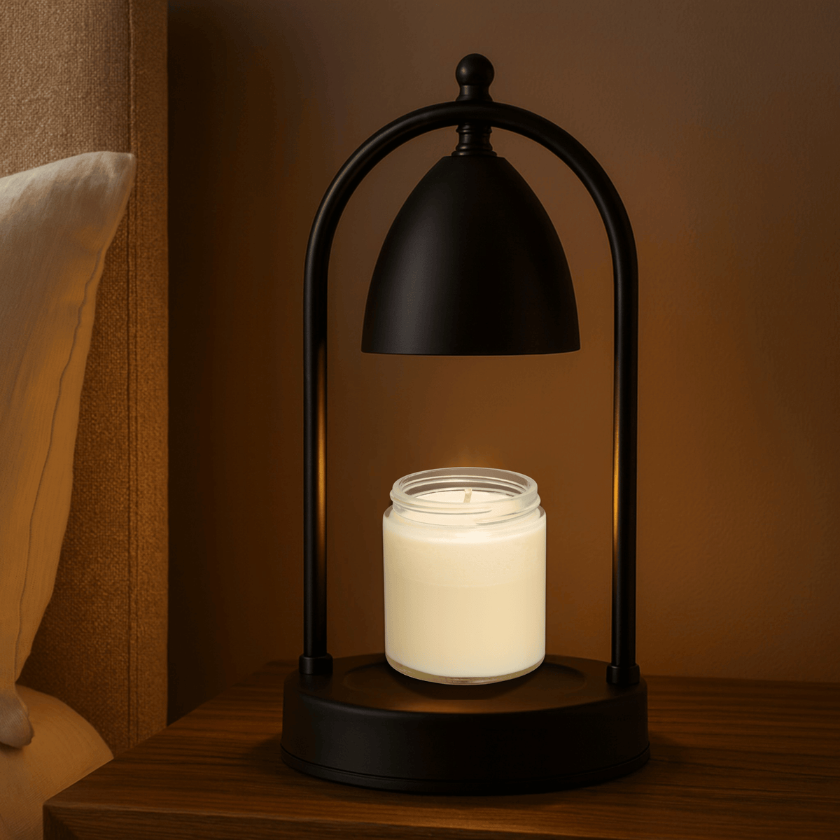 Kerzenwärmer-Lampe Glas Holz Dimmbar Timer Duftverteilung Flammenloses Stimmungslicht Aromatherapie-Tischlampe | Sansoti
