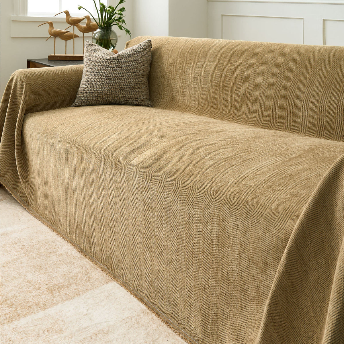 Fischgrätstruktur Sofabezug Haustierfreundlich Wasserabweisender Möbelschutz Textilgewebe Sofa Cover | Sansoti