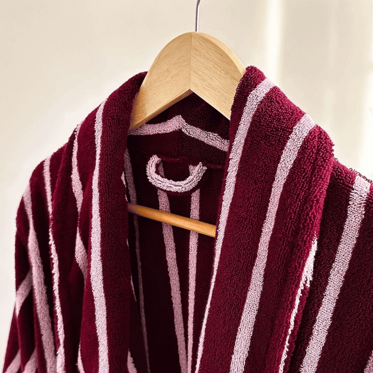 Bademantel aus Bio-Baumwolle Gestreift Damen Herren Morgenmantel Luxuriöse Weiche Loungewear Hausmantel Badezimmer | Sansoti