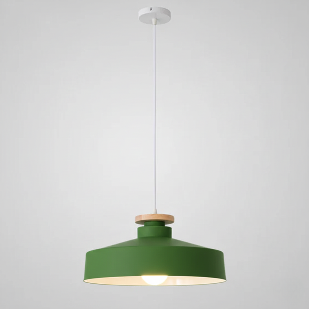 Hanglamp met Houten Kap en Aluminium Accent – Scandinavisch Design voor Eetkamer en Woonkamer | Sansoti