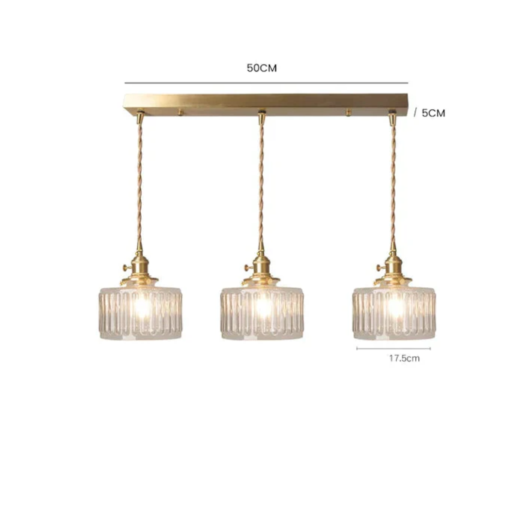 Quilivon Hanglamp Glas Messing Groen E27 Keuken Eettafel Retro Verlichting Geribbeld Glas Design | Sansoti