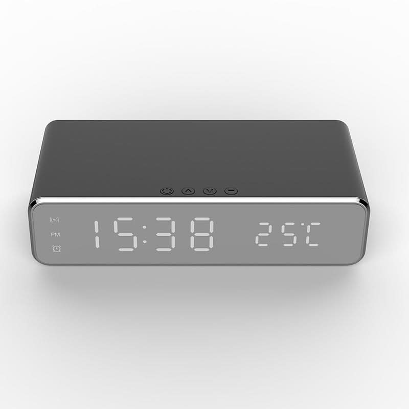 Réveil numérique avec chargeur sans fil pour smartphone, table de chevet, grand affichage LED, chambre, noir gris | Sansoti