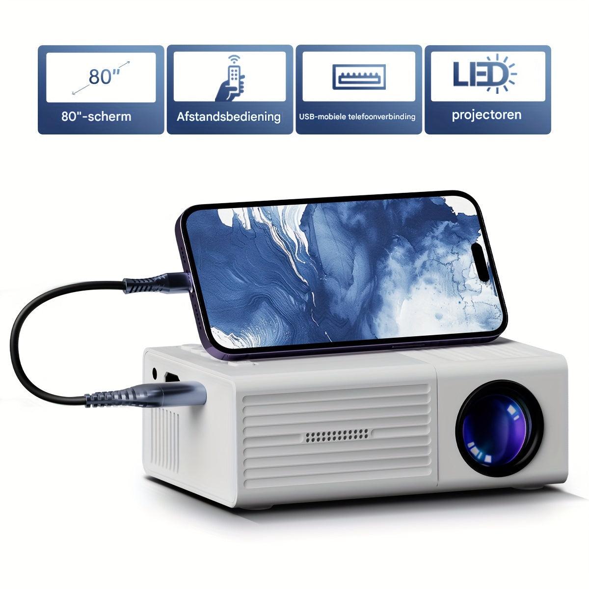 Mini LED Beamer Compact Projector 3000 Lumen HD Thuisbioscoop Films Presentaties Gaming HDMI USB AV Multimedia | Sansoti
