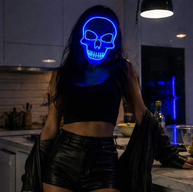 Illuminated Skull Mask LED Full-Face Horror Halloween Carnival Cosplay Party Masquerade Accessory | Sansoti