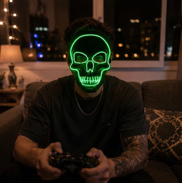 Illuminated Skull Mask LED Full-Face Horror Halloween Carnival Cosplay Party Masquerade Accessory | Sansoti