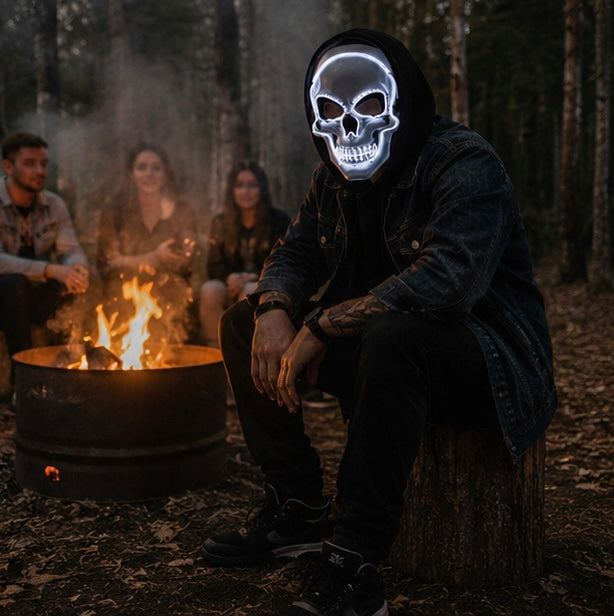 Illuminated Skull Mask LED Full-Face Horror Halloween Carnival Cosplay Party Masquerade Accessory | Sansoti