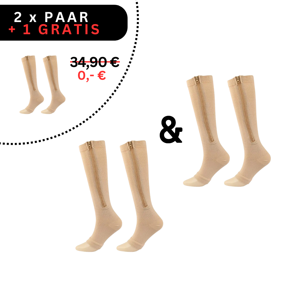 Compressiekousen met Rits Zwart Nude S-M L-XL 2XL Orthopedische Ondersteuning Dagelijks Comfort Therapeutisch | Sansoti