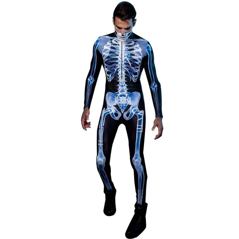 3D Skelet Bodysuit Halloween Kostuum voor Dames en Heren Lycra Nauwsluitend Realistisch Print Spookfeest | Sansoti