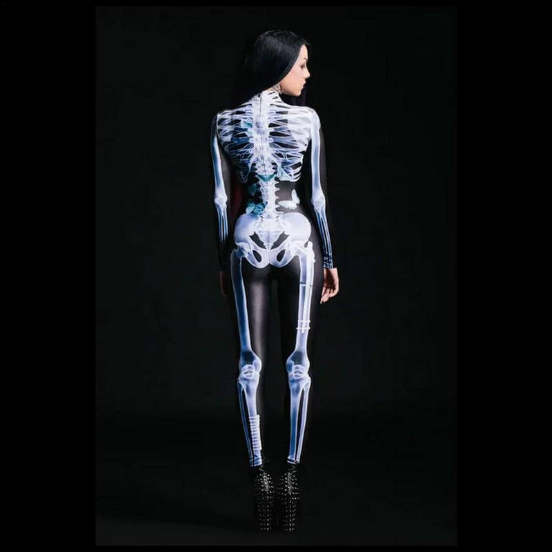3D Skelet Bodysuit Halloween Kostuum voor Dames en Heren Lycra Nauwsluitend Realistisch Print Spookfeest | Sansoti