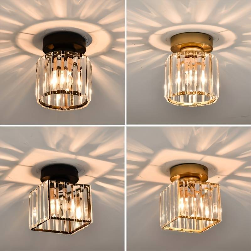 Plafondlamp Kristal Zwart Zilver Goud E27 Opbouw Modern Hal Woonkamer | Sansoti
