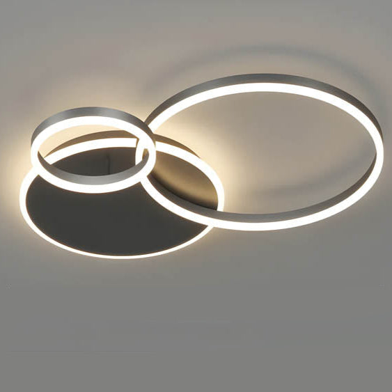 Moderne Deckenleuchte LED Aluminium Schwarz Wohnzimmer Schlafzimmer Design Beleuchtung Ringe minimalistisch | Restfield