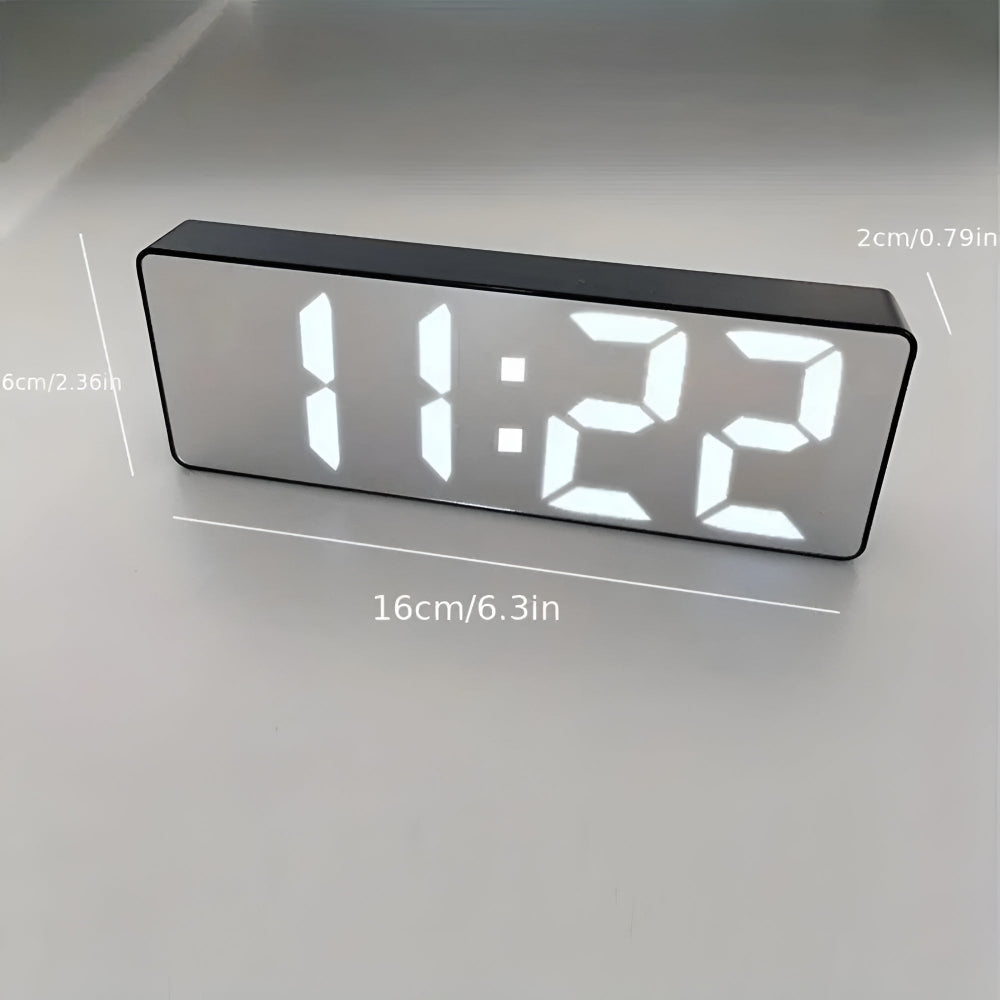 Digitale LED Spiegelwekker met Datum en Temperatuur — Minimalistisch Design voor Slaapkamer en Bureau | Sansoti
