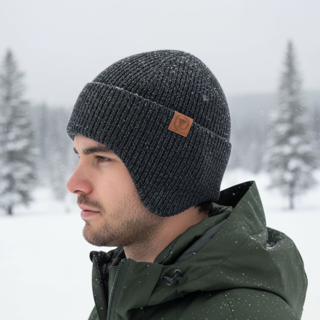 Gestrickte Wintermütze mit Ohrenklappen und weichem Fleecefutter Unisex Outdoor Wintersport Skifahren Wandern | Sansoti