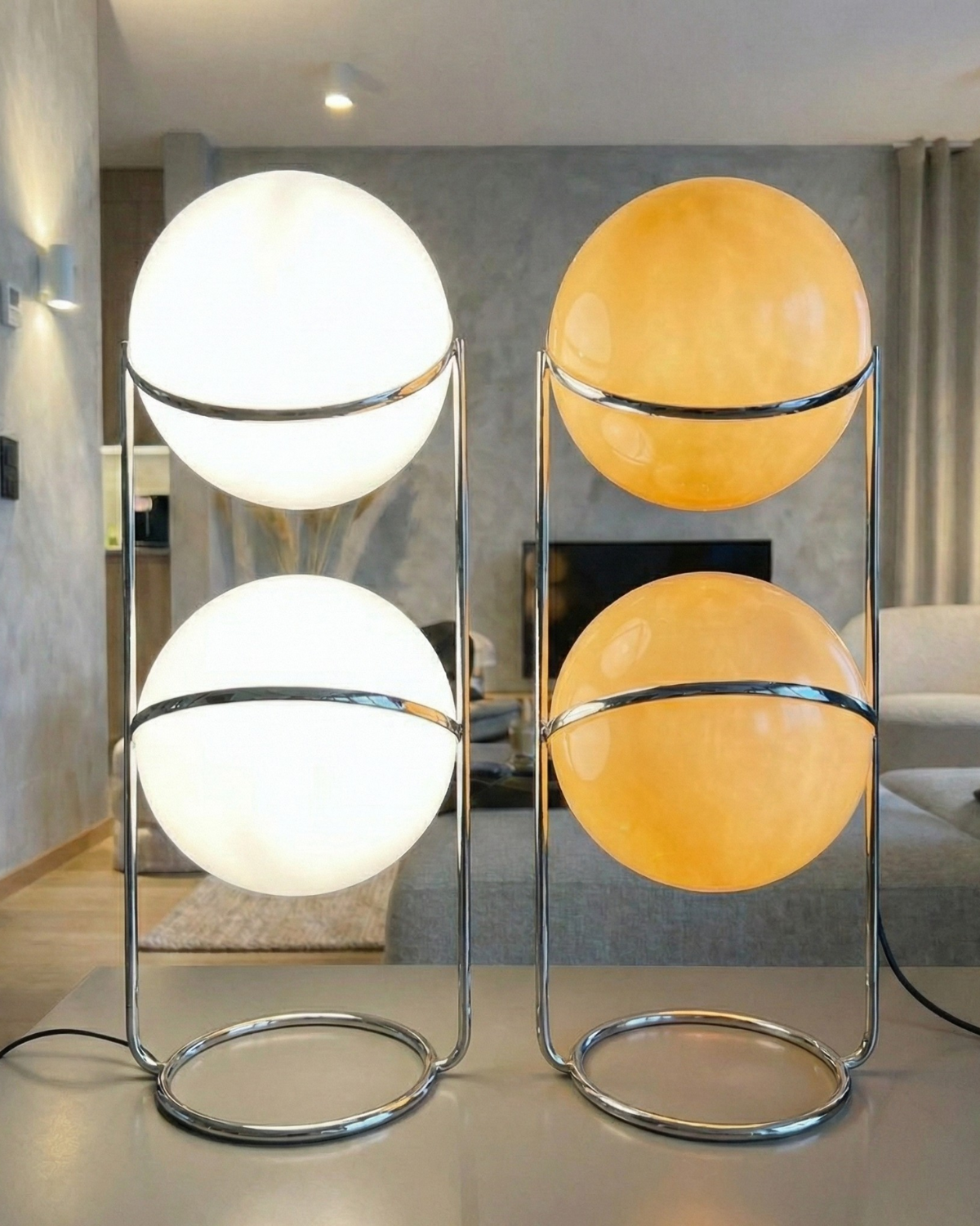 Moderne Vloerlamp met Chroomafwerking en Acrylbollen – Sfeervolle Verlichting voor Woonkamer en Slaapkamer | Sansoti
