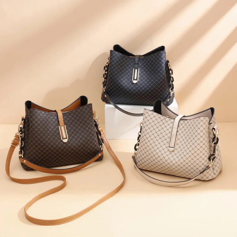 Handgemaakte Schoudertas Dames PU-leer Vintage Stijl Camel Zwart Bruin Dagelijks Gebruik Elegante Tas | Sansoti