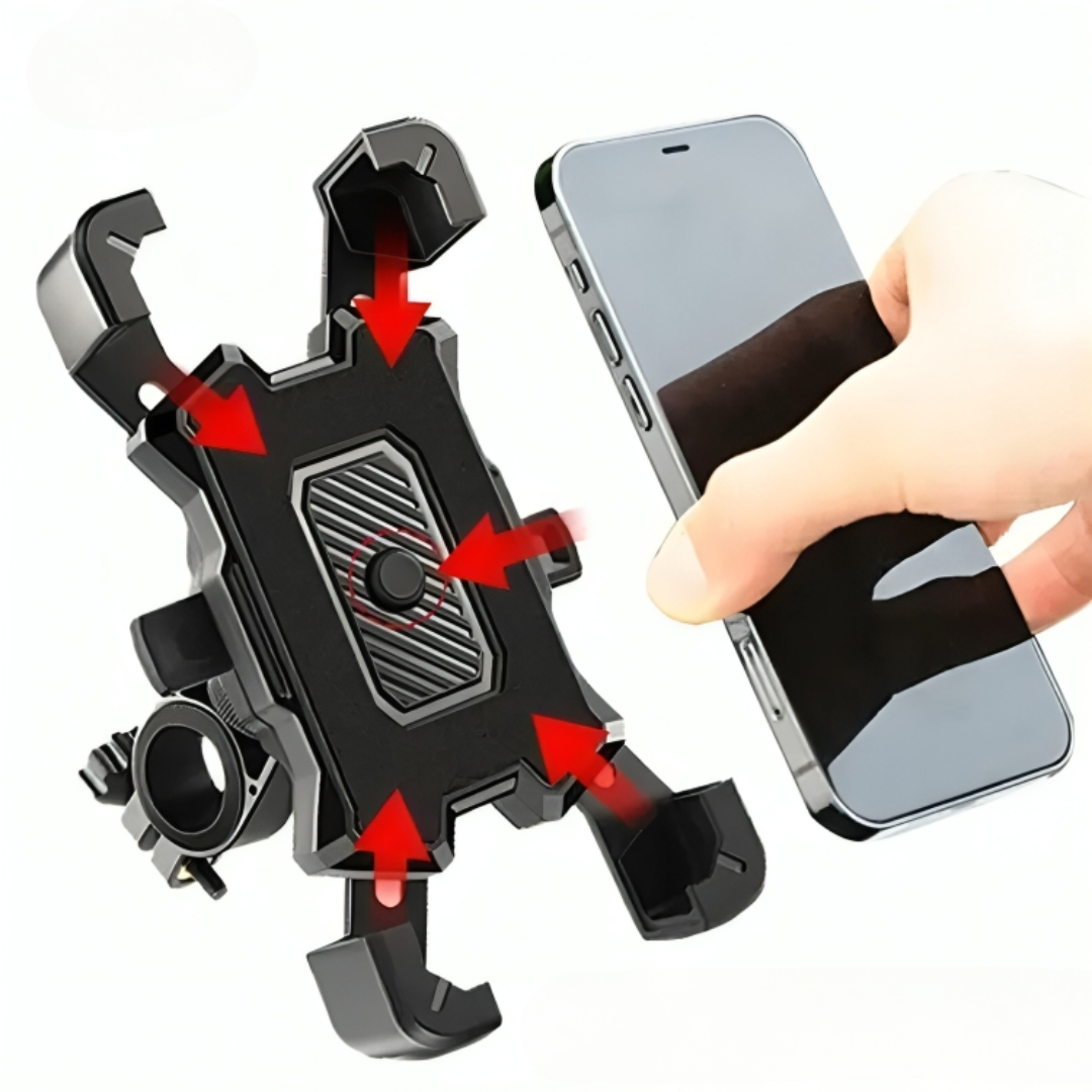 Support universel pour smartphone à vélo, aluminium noir, rotation à 360° pour une navigation sécurisée à vélo | Sansoti
