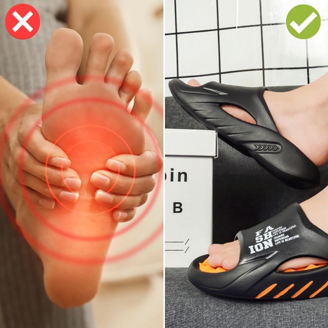 Ergonomische Massagepantoletten mit Akupressur-Noppen, Unisex, Schwarz Weiß Grau, Badeschuhe, Reflexologie und Wellness | Sansoti