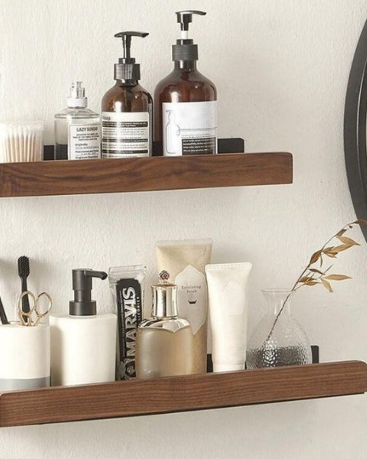 Wandplank Metaal met Houten Voorzijde 20cm 30cm 40cm Scandinavisch Design Badkamer Keuken Woonkamer Opbergen Organizer Matte Afwerking | Sansoti