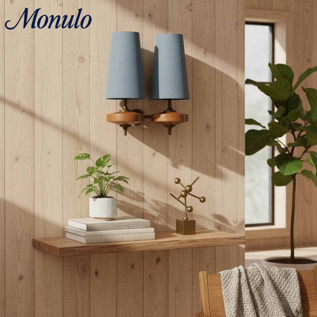 Retro Wandlamp met Stoffen Kap – Vintage Verlichting voor Slaapkamer | Sansoti