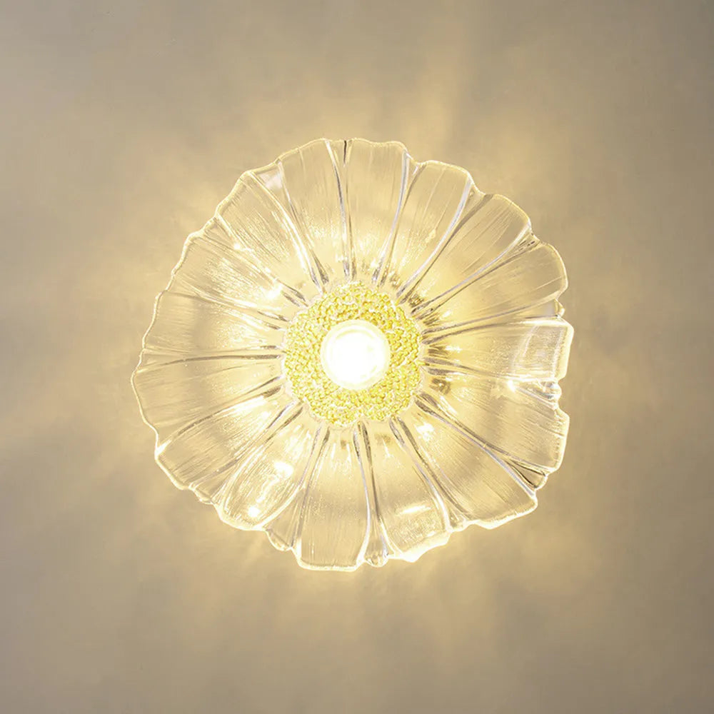 Glas-Blumen-Decken- und Hängeleuchte mit Messing-Innenlicht im Retro-Design für Esszimmer und Schlafzimmer | Sansoti