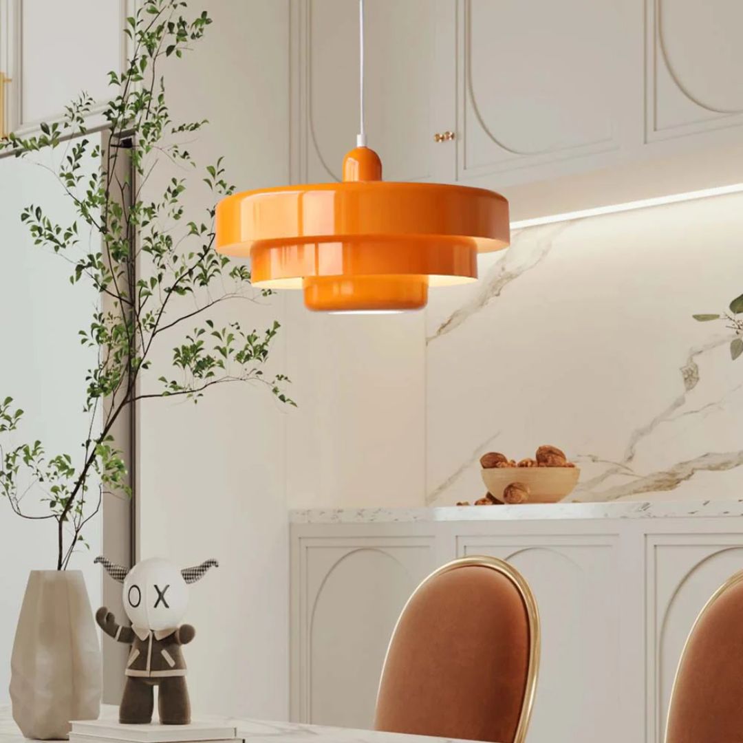 Hängeleuchte Metall Geschichtet Ø35cm Orange E27 Esstisch Wohnzimmer Retro Design Beleuchtung Industriell Modern | Restfield