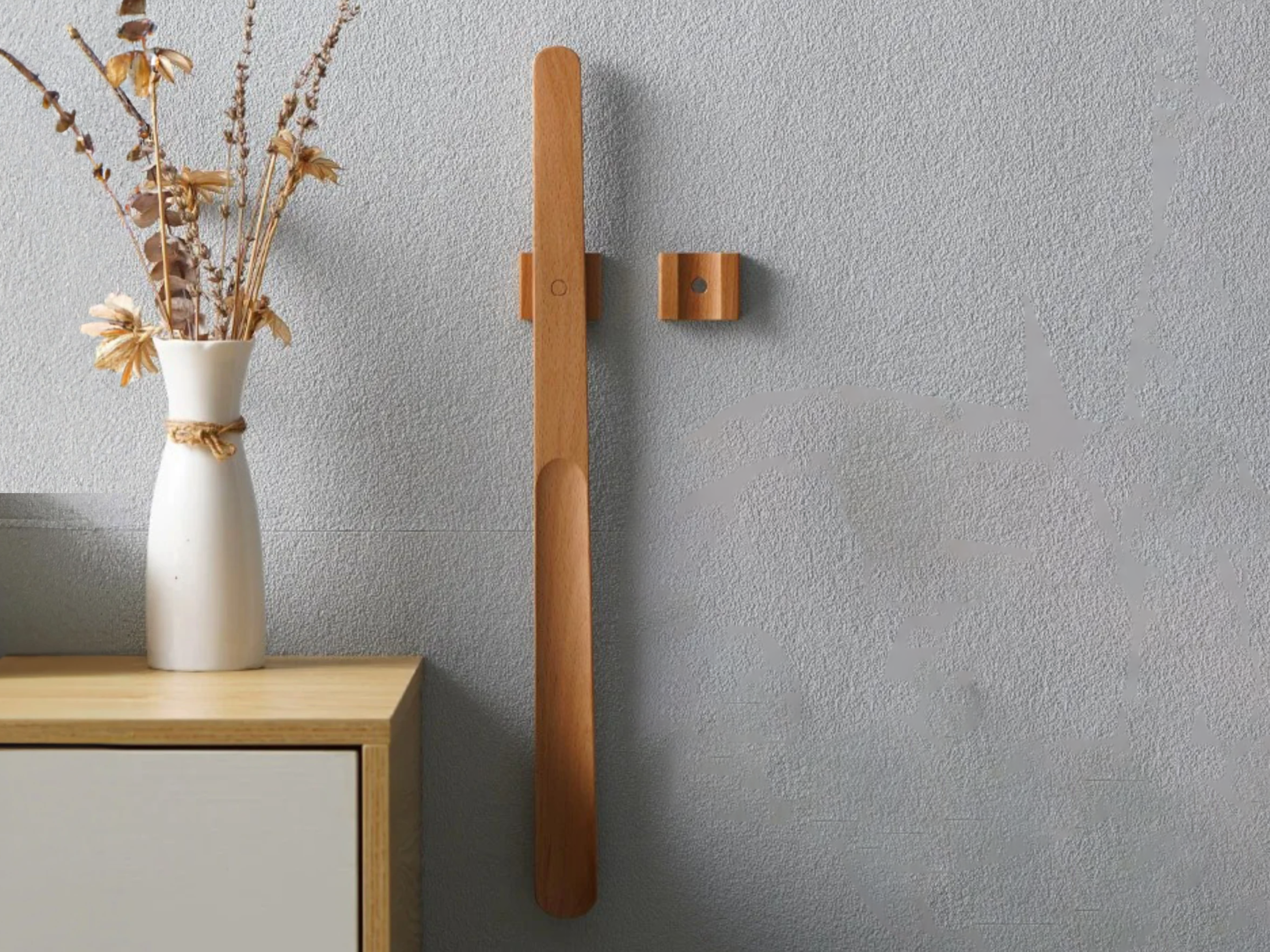Houten Schoenlep met Lange Handgreep en Magnetische Houder 55 cm | Sansoti
