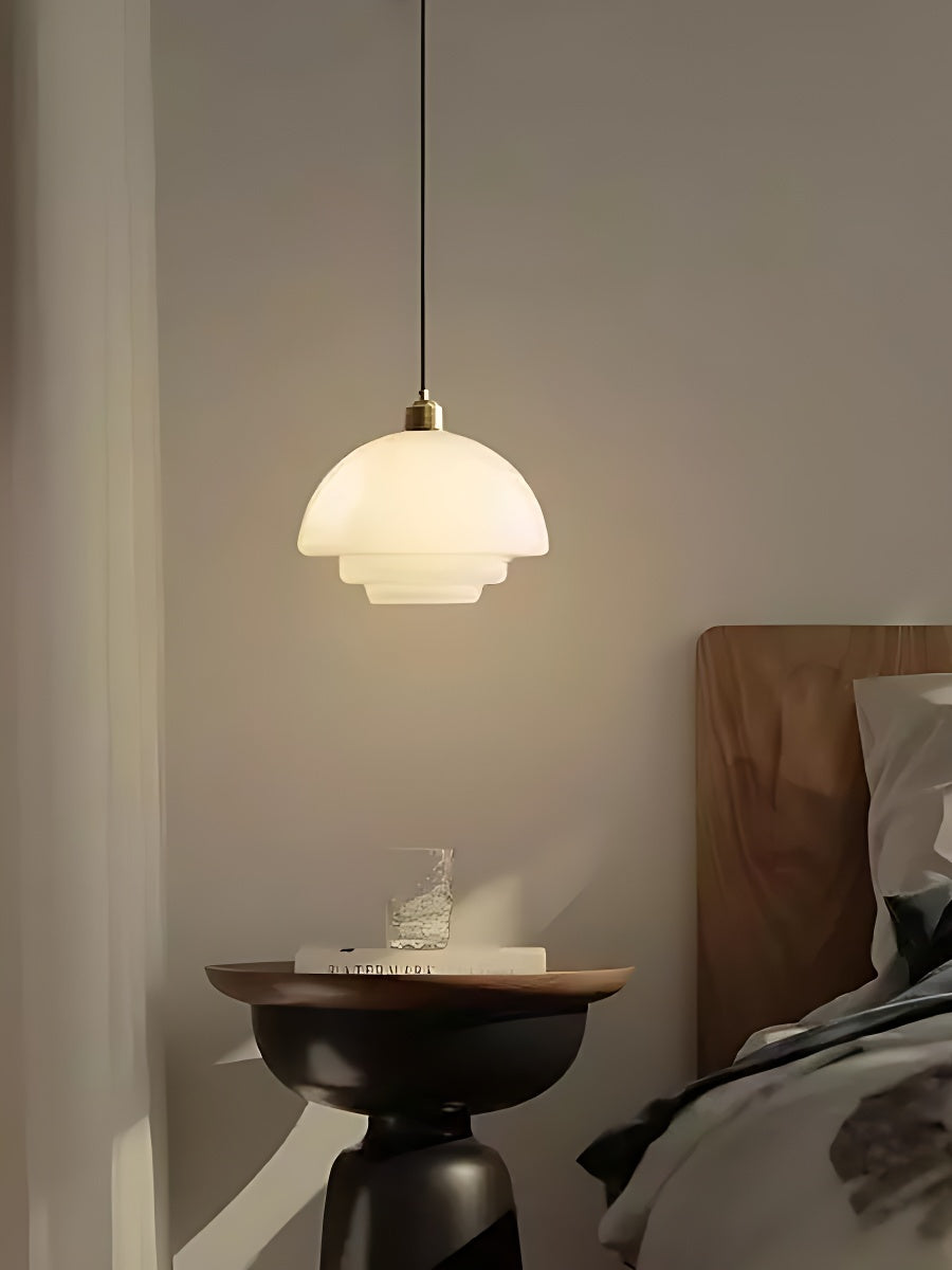 Glazen Hanglamp met Gelaagd Design – Melkwit Matglas voor Eetkamer en Woonkamer | Sansoti