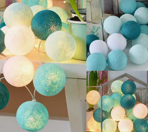 Lichtslinger met Geweven Bolletjes Warm LED Sfeerlicht voor Slaapkamer Woonkamer 20-200 Lichtpunten | Sansoti