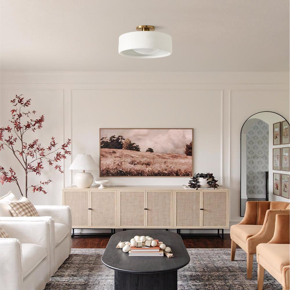 Keramische Plafondlamp Scandinavisch Design met Halfrond Porselein Kap | Sansoti
