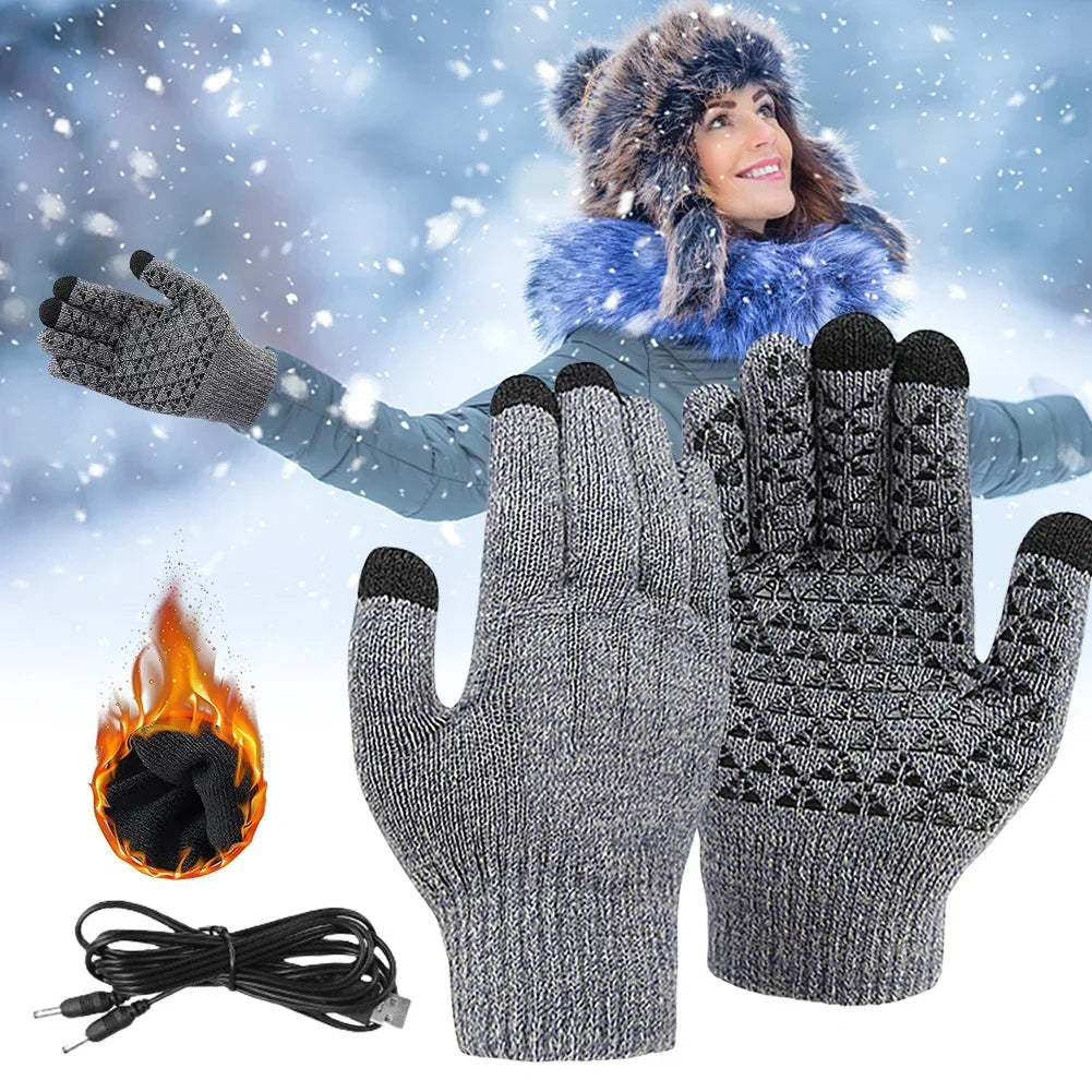 Heated Gloves with Touchscreen, USB Rechargeable Winter Walking Gloves for Outdoor Walking and Cycling | Sansoti