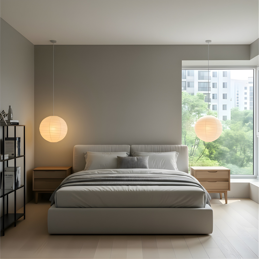 Akari hanglamp rijstpapier Ø30 Ø45 Ø55 wit woonkamer slaapkamer Japans design sfeerverlichting | Sansoti