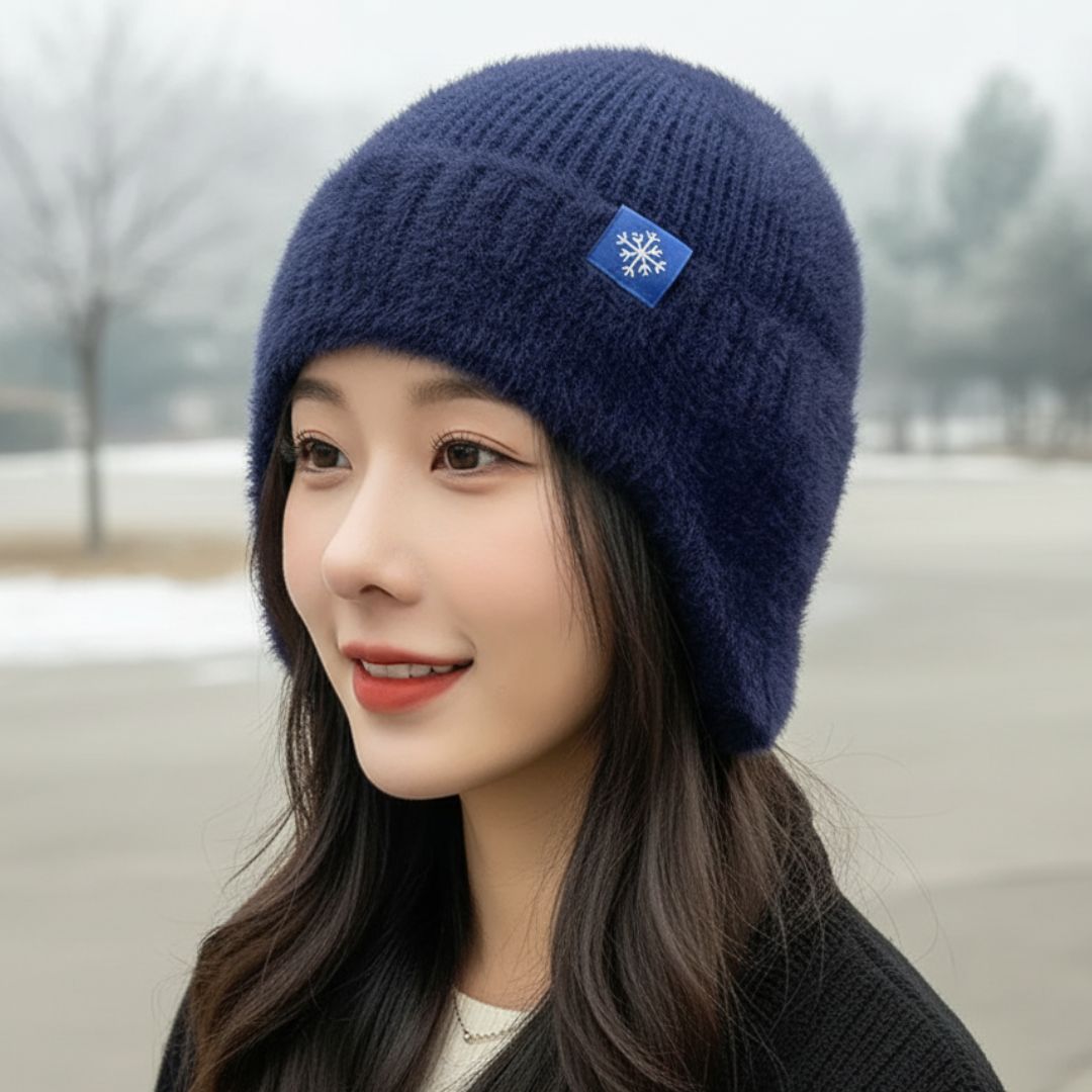 Knitted Women's Winter Hat with Ear Warmers Polyester Solid Bow Headwear Outdoor Winter Warmth Comfort | Sansoti