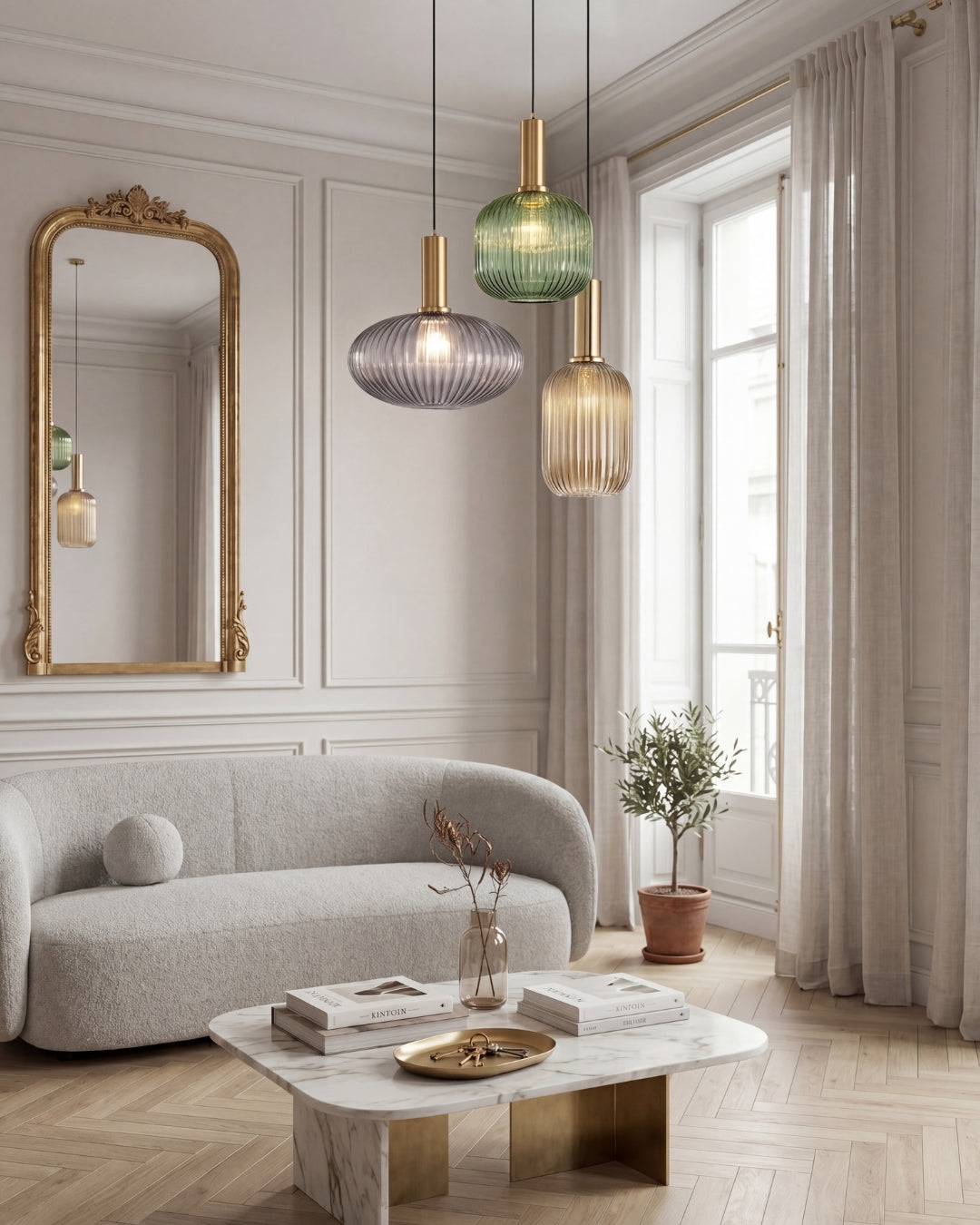 CLYDE Moderne Hanglamp met Gekleurde Glazen Kap – Scandinavisch Design voor Woonkamer & Eetkamer – E27 Fitting | Sansoti
