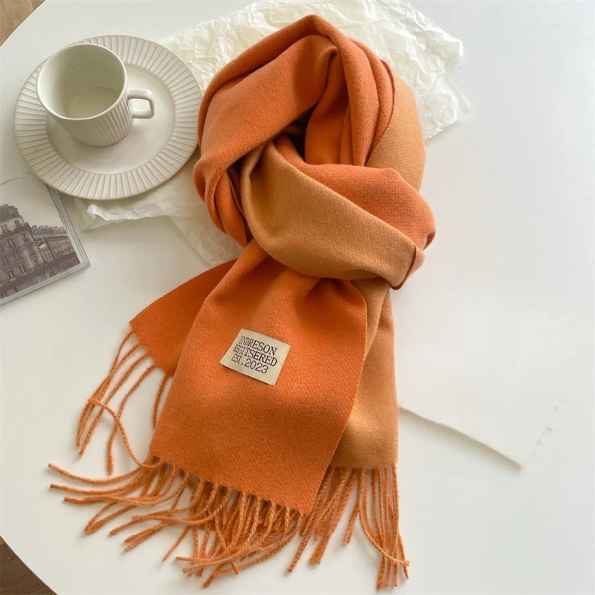 Étole réversible en laine pashmina à franges pour femme, écharpe d’hiver chaude, châle doux et élégant | Sansoti