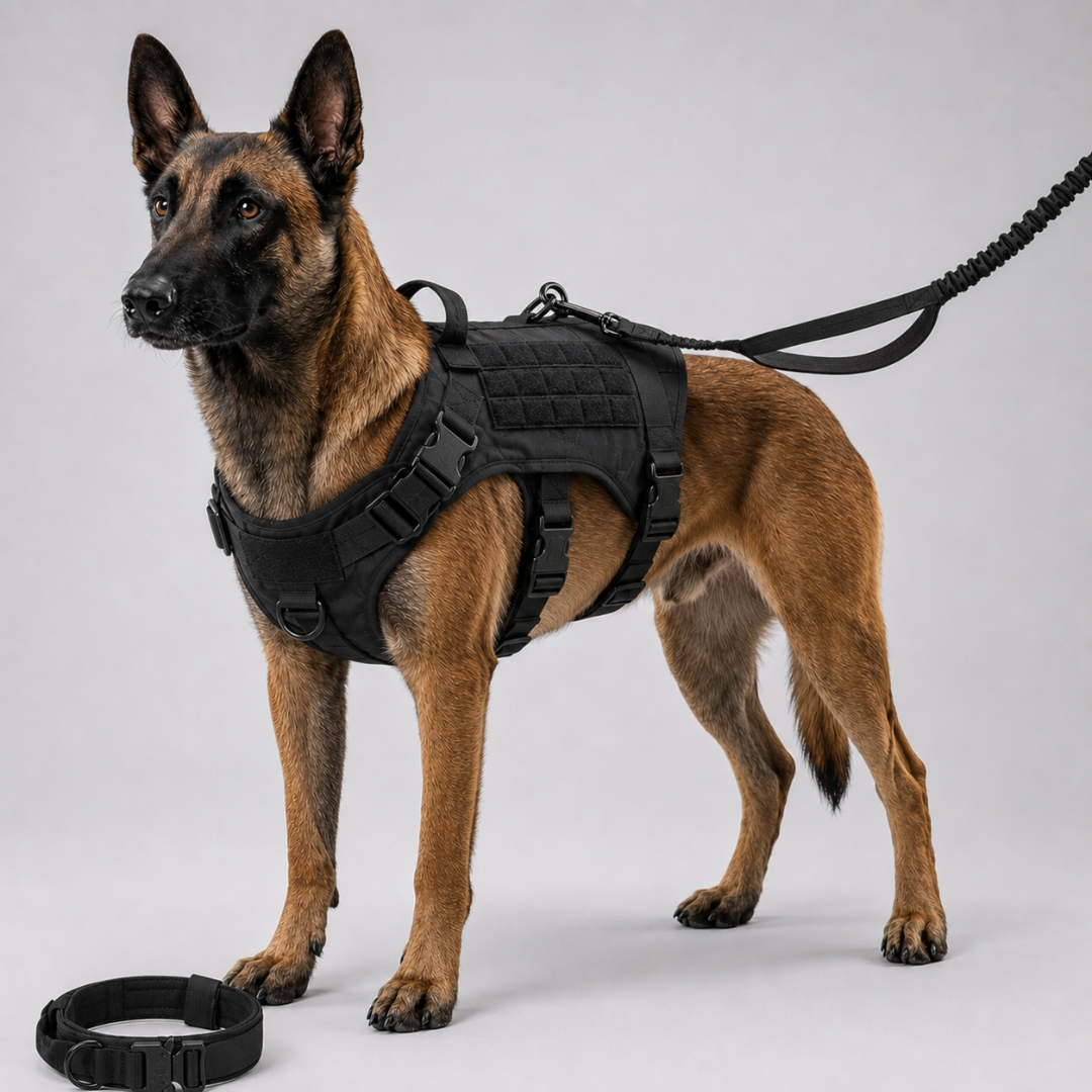 Adjustable Dog Harness Set with Leash Military-Style Vest Harness for Large Dogs Outdoor Training Walking | Sansoti