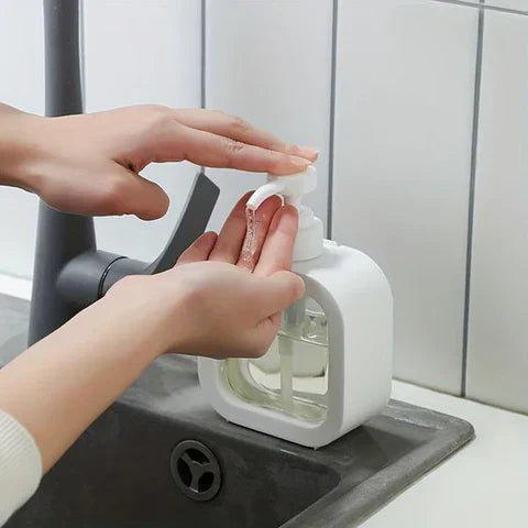 Zeepdispenser Set ABS PVC Wit Minimalistisch Badkamer Keuken Navulbaar Pompfles Scandinavisch Design | Sansoti