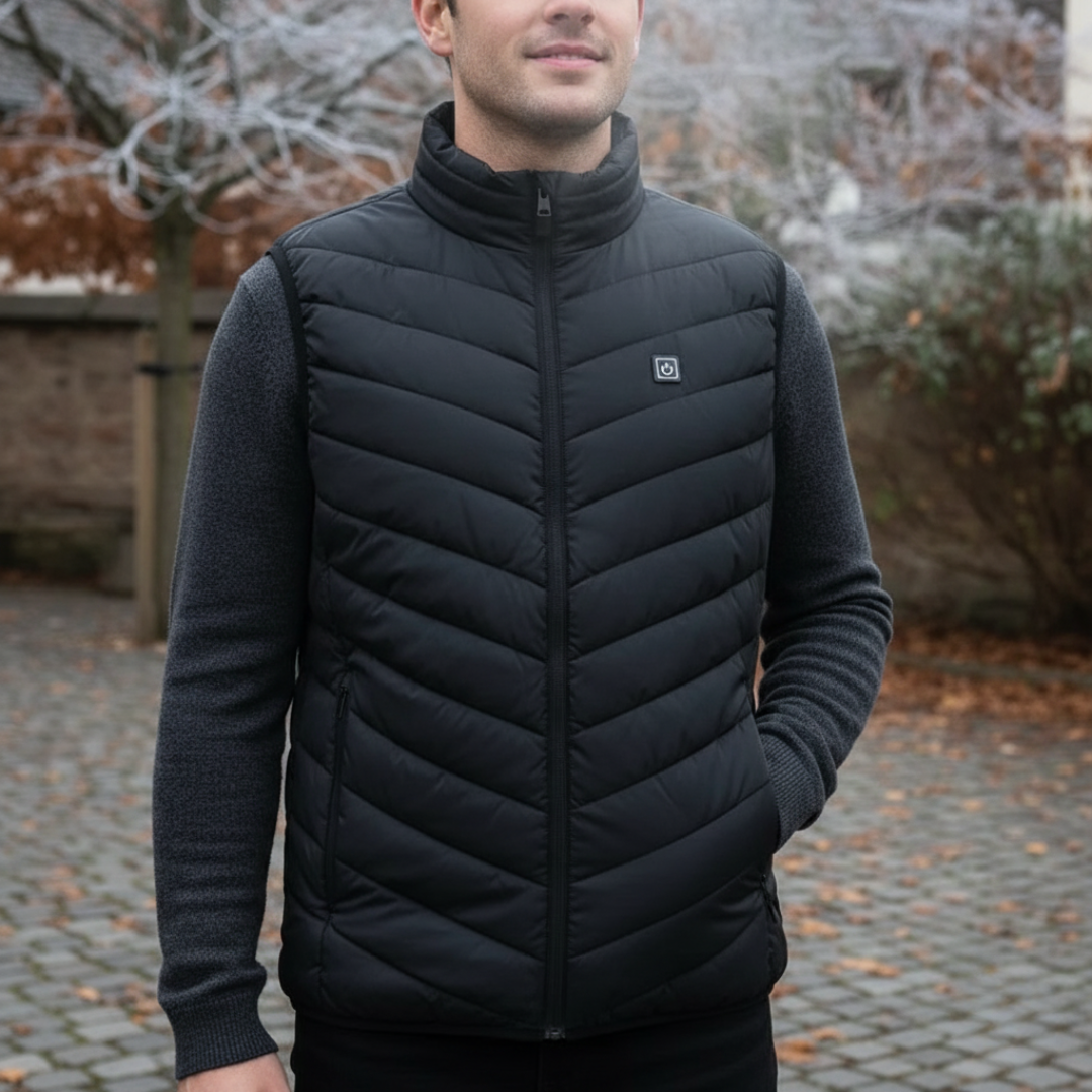 Heated Bodywarmer Vest with 11 Heating Zones USB Electric Heated Men's Winter Vest Outdoor Clothing Black | Sansoti