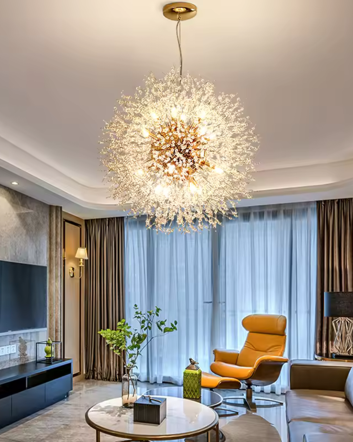 Stervormige Kroonluchter met Metalen Takken Goud Zilver voor Woonkamer Eetkamer Modern Interieur Hanglamp Plafondverlichting 40-60cm | Sansoti