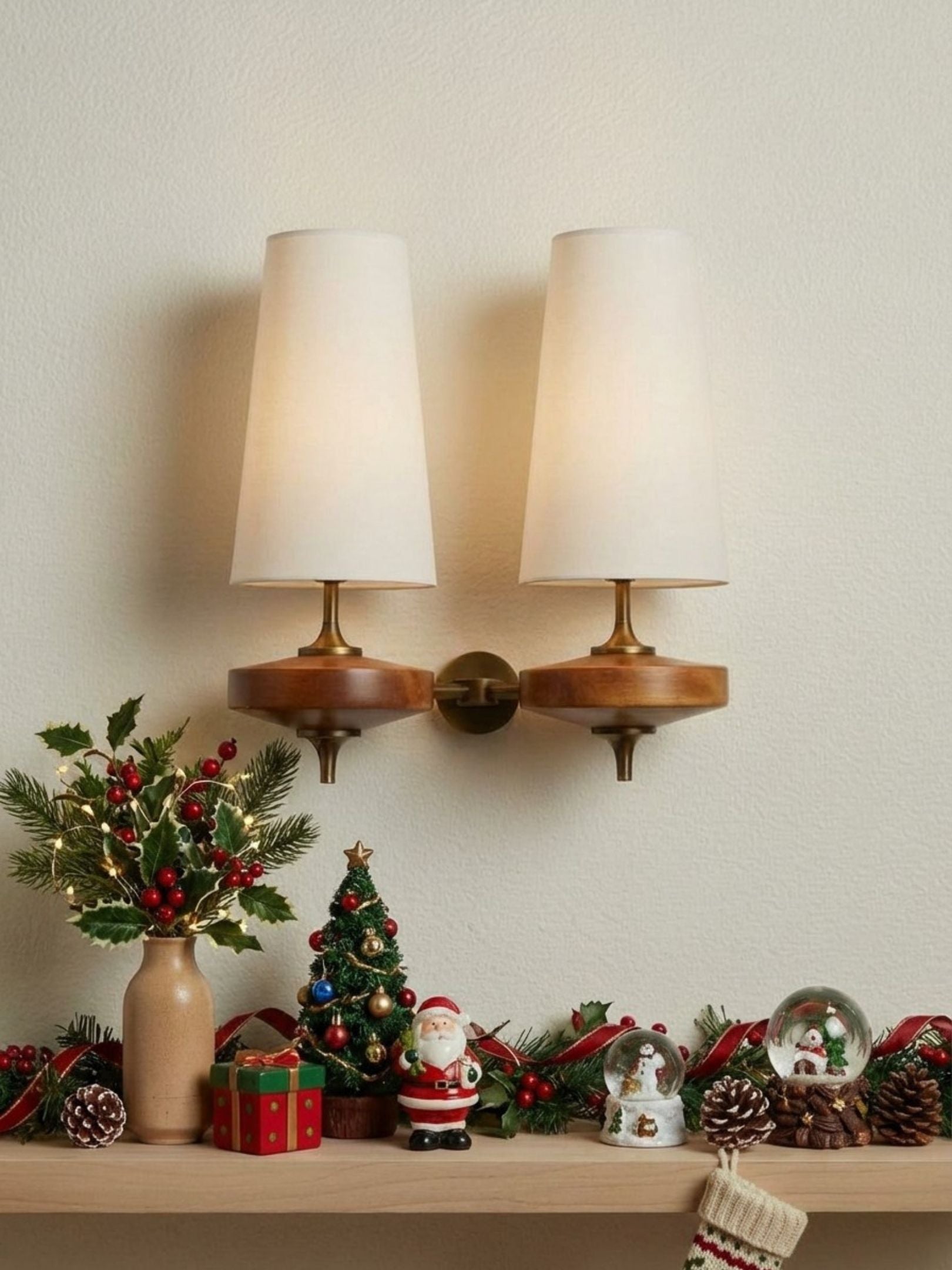 Retro Wandlamp met Stoffen Kap – Vintage Verlichting voor Slaapkamer | Sansoti