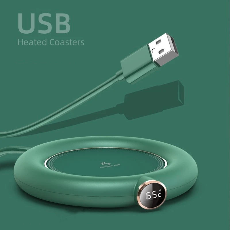 Digital Beverage Heating Plate with Adjustable Temperature, USB Cup Warmer for Coffee and Tea | Sansoti