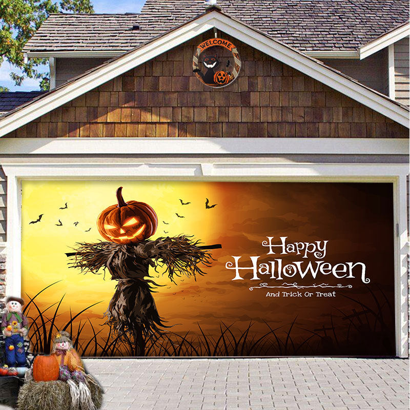 Halloween Garagedeur Decoratie Spookachtige Bedrukking Schaduwdoek Herbruikbaar Horror Sfeer Doek Waterdicht Buiten Feestversiering | Sansoti
