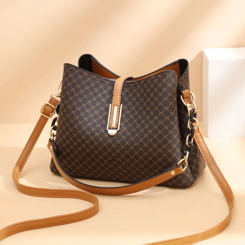 Handgemaakte Schoudertas Dames PU-leer Vintage Stijl Camel Zwart Bruin Dagelijks Gebruik Elegante Tas | Sansoti
