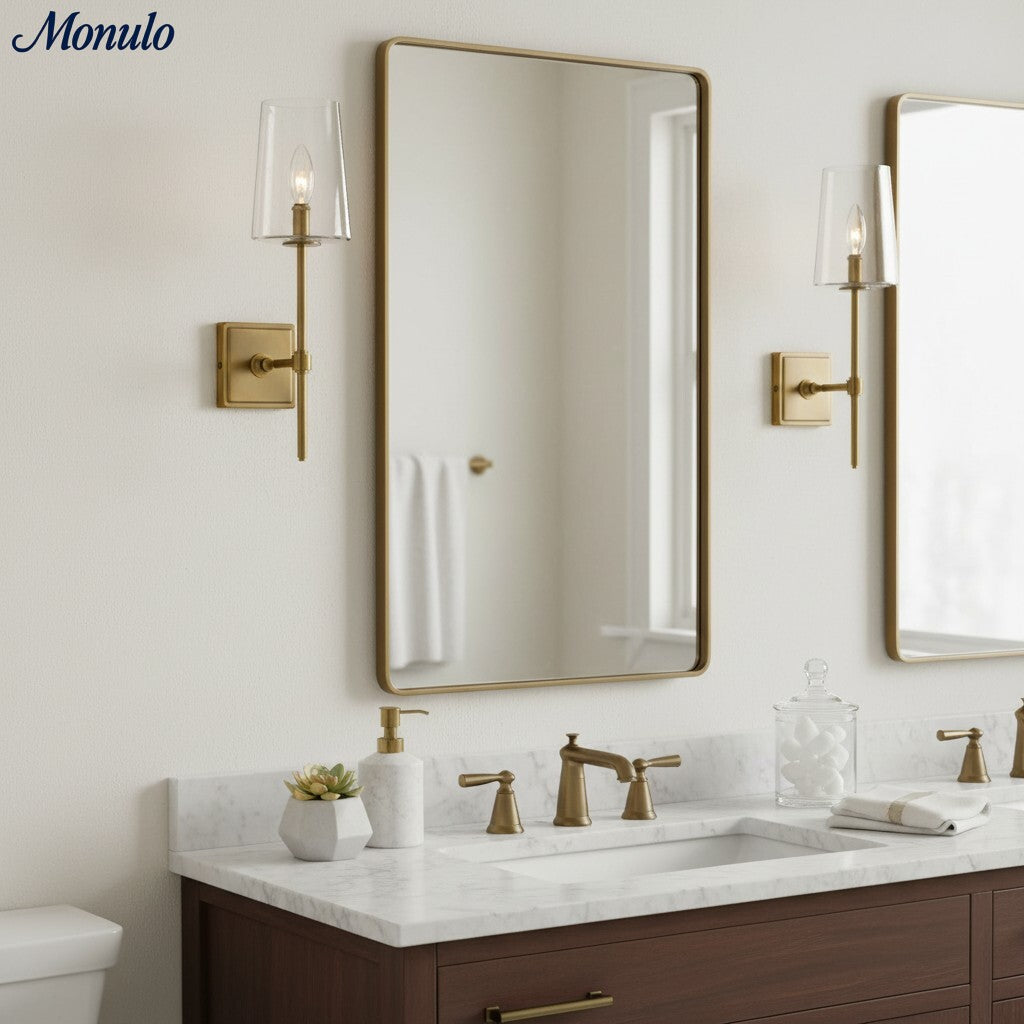 Glazen Wandlamp met Helder Glas – Enkelvoudige tot Drievoudige Configuratie – Elegante Badkamerverlichting | Sansoti