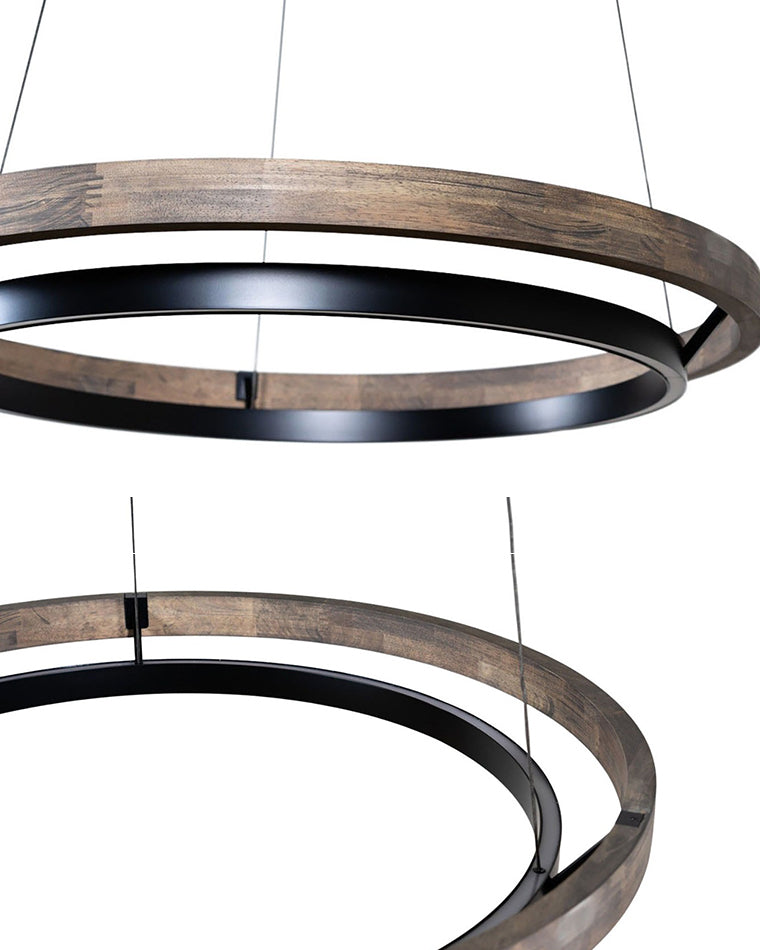 Holz-Ring-Kronleuchter LED Eingebaut Warmweiß Dimmbar Esszimmer Wohnzimmer Deckenlampe Modern Bauernhaus | Restfield