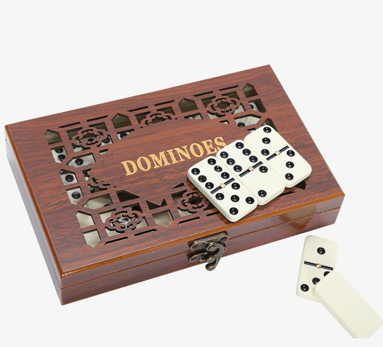 Hölzernes Domino-Spiel Doppel-Sechs-Set mit 28 Steinen, Familienspiel, Aufbewahrungsbox, Gesellschaftsspiel, klassisches Brettspiel | Sansoti