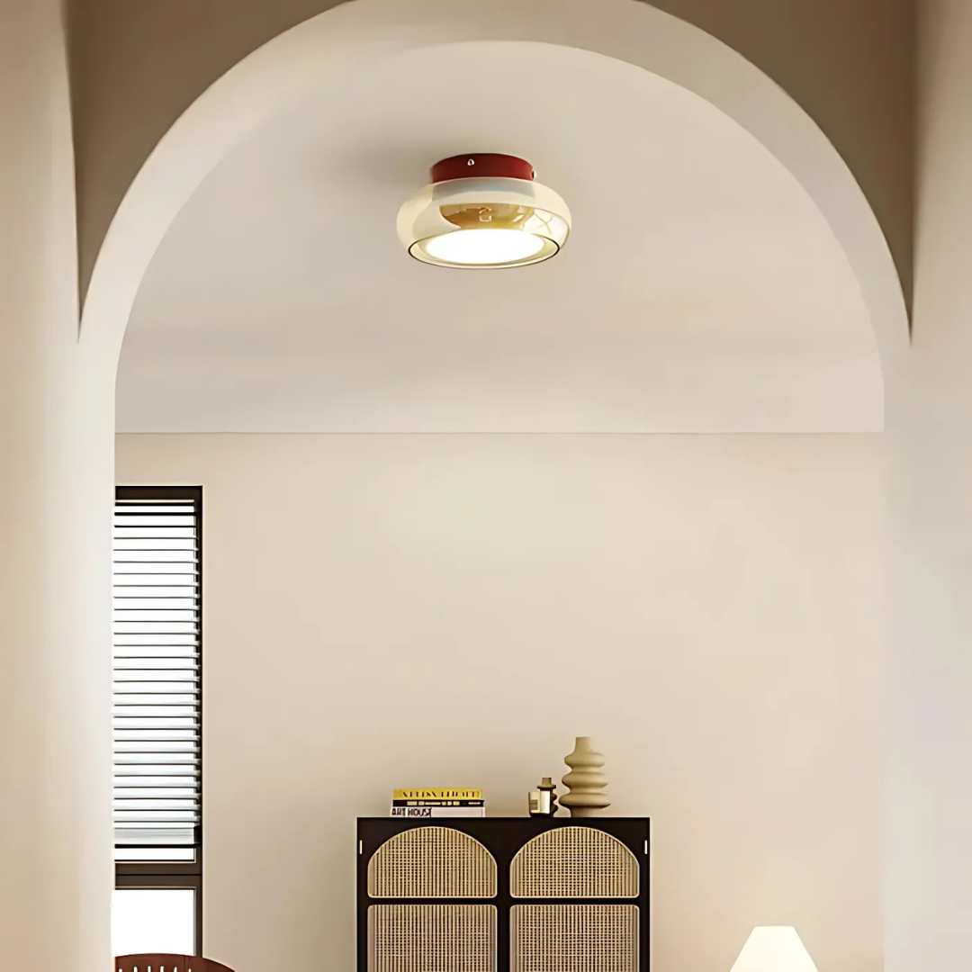 Plafondlamp Glas LED 24W Amber Woonkamer Hal Retro Design Compact Modern | Sansoti