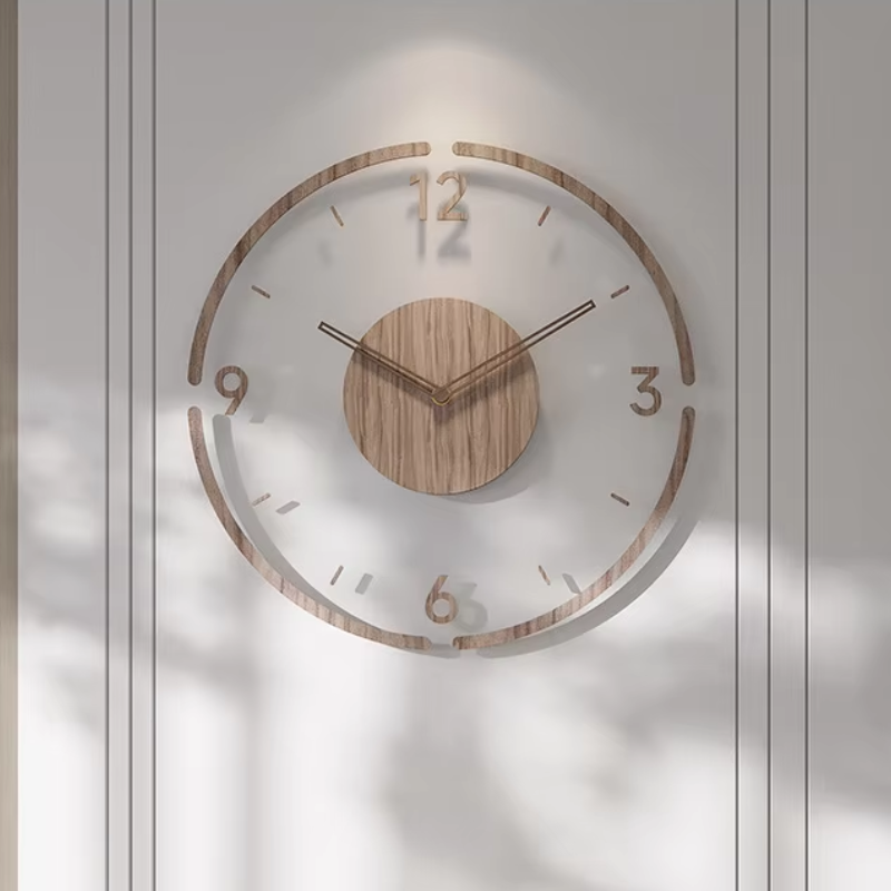 Houten Wandklok 30-35cm Massief Hout Stille Uurwerk Woonkamer Slaapkamer Kantoor Scandinavisch Design | Sansoti